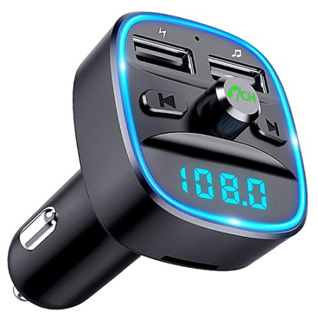 [Upgraded] COMSOON Bluetooth FM Transmitter for Car, Bluetooth Car Adapter MP3 Player FM Transmitter, Hands-Free Calling, Dual USB Ports (5V/2.4A & 1A), LED Screen, Support SD/TF Card USB Flash Drive