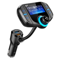Comsoon Transmisor FM Bluetooth Coche MP3 nalámbrico Adaptador de Radio Manos Libres con Audio 3.5mm Mic Puerto, Dual USB Carga rápida 3.0 + 5V / 2.4A, 1.80 pulgadas LCD, Ranura para Tarjeta del TF
